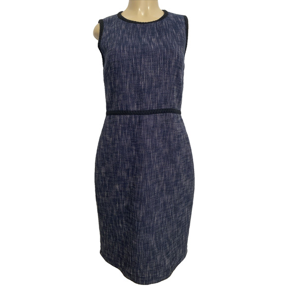 HOBBS Natalie Dress Sleeveless Tweed Navy Blue Jacket Blazer Set Suit Sheath M - Picture 9 of 12